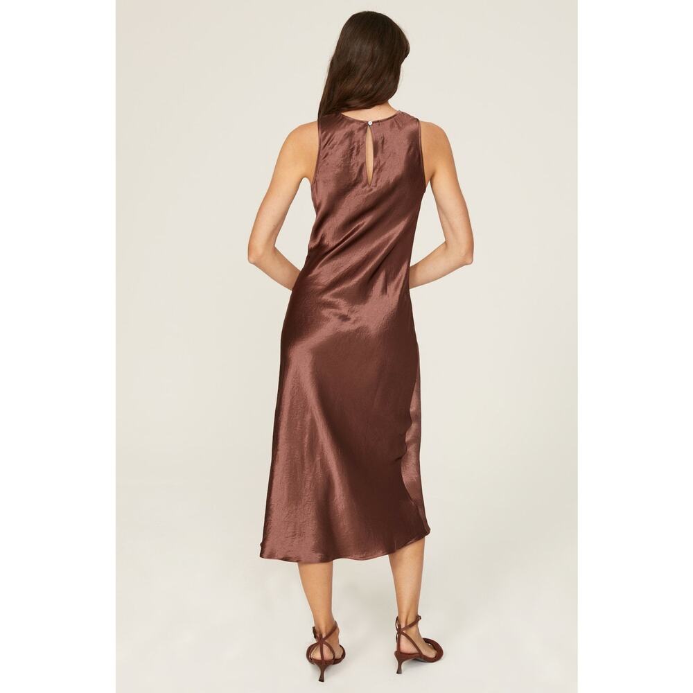 RAILS Women's Brown Satin Gabriella Sleeveless Slip Style Midi Dress Size XS - Picture 2 of 12